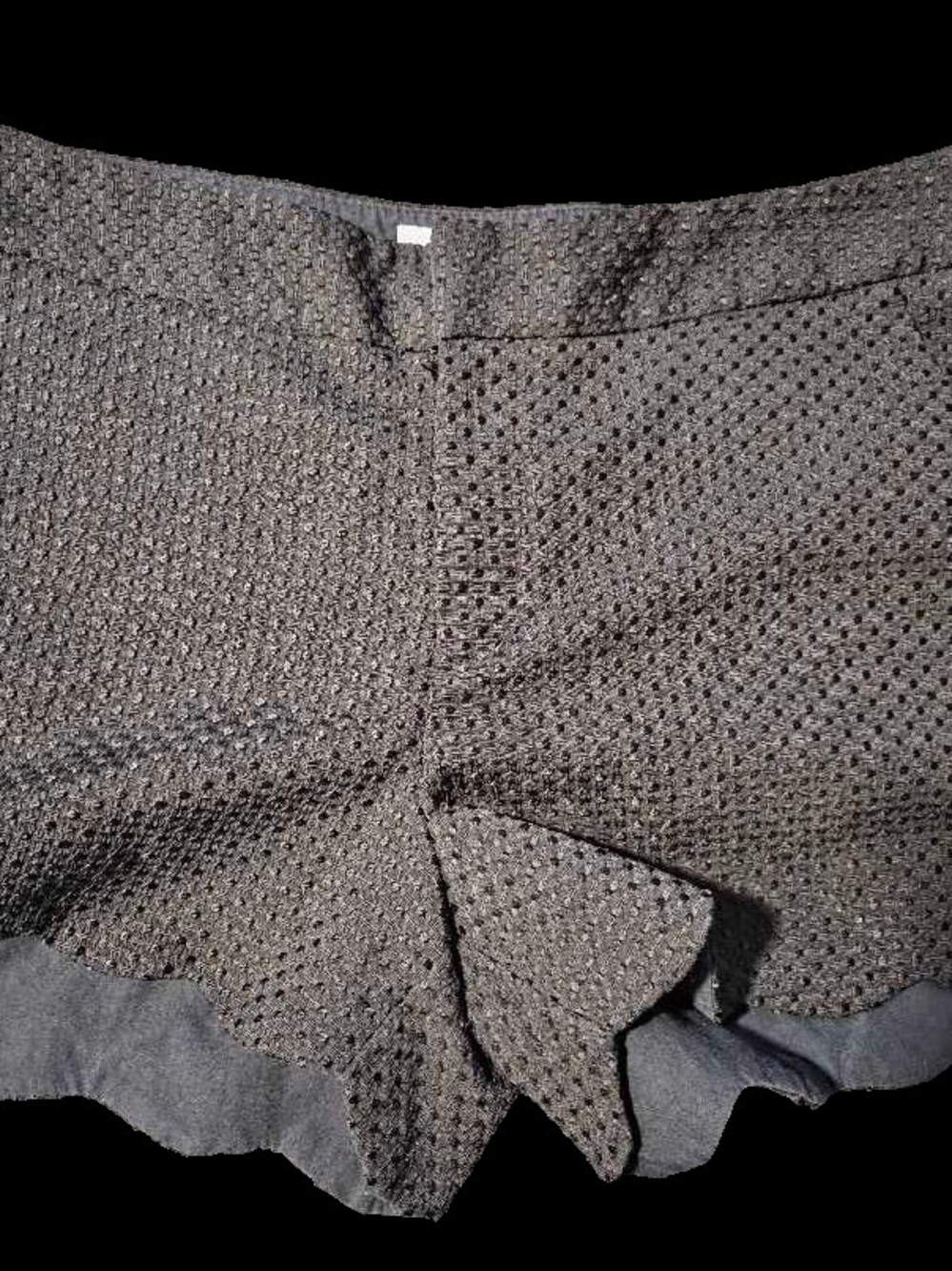 Elle Black Mesh Ruffle-Hem Short